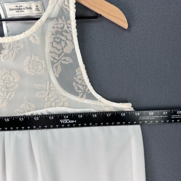ABERCROMBIE & FITCH White Sheer Floral Lace Overlay Sleeveless Cami Blouse Sz M - Picture 6 of 10